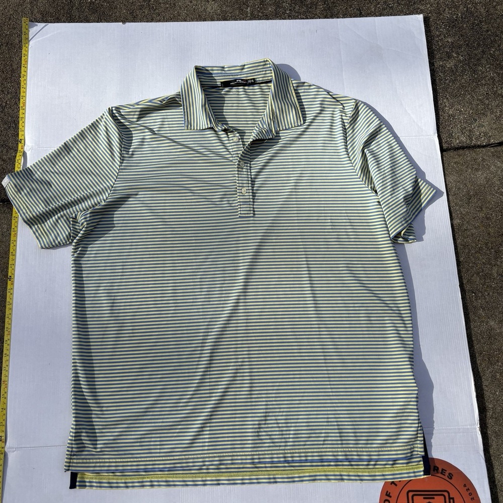 rlx ralph lauren polo Golf Yellow Blue Stripped XXL  Men Performance‎ Wicking